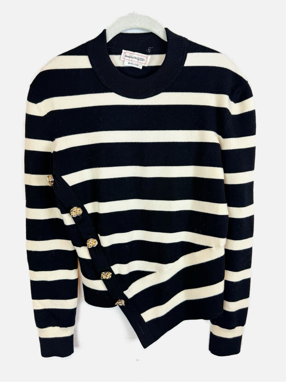 Alexander McQueen | Striped Drop Hem Asymmetrical Sweater, M
